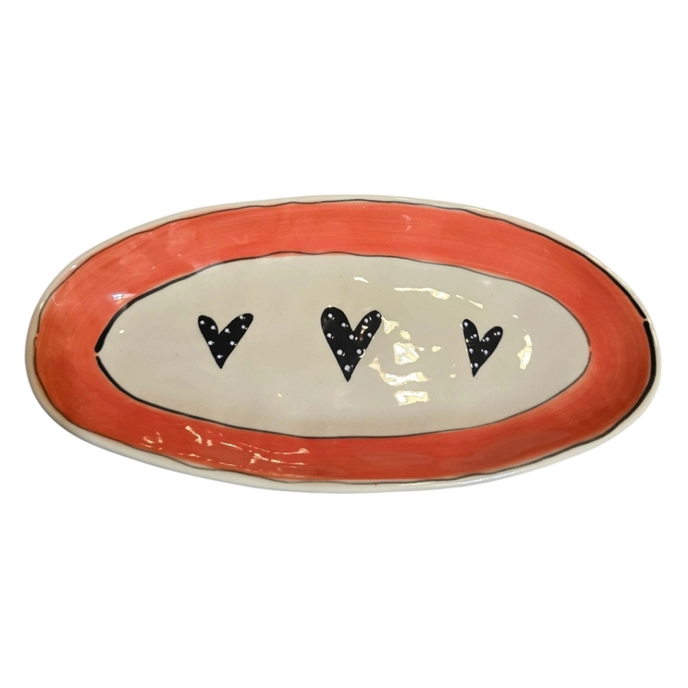 Dotti Potts Oval Ceramic Platter with Heart Design